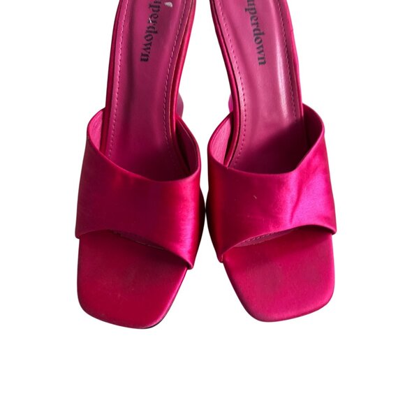 SUPERDOWN Pink Fabric Martini Heels Sandals Size 9 - Picture 8 of 9